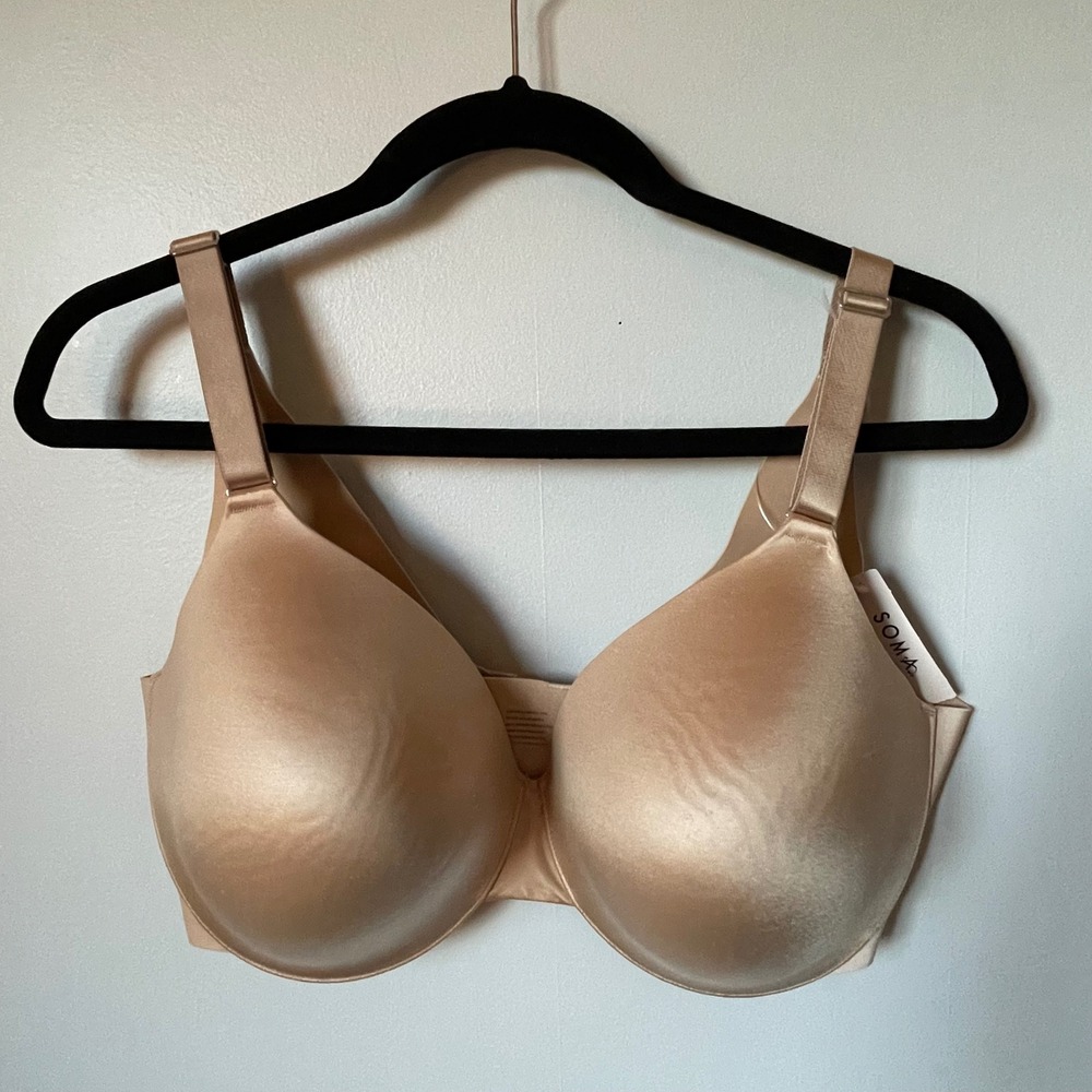 SOLD! Soma Vanishing Back Full Coverage Bra 38G Beige Smooth Underwire - Picture 3 of 10